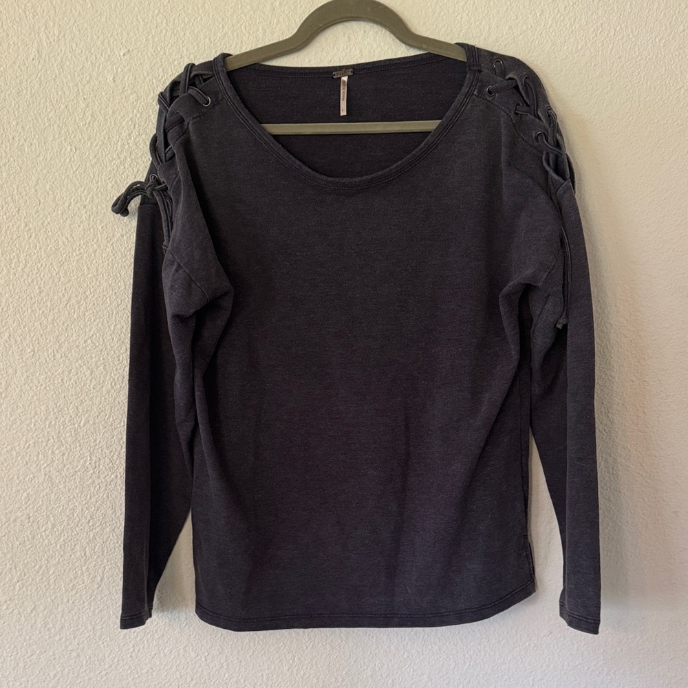 Women's Black Lace-Up Shoulder Top